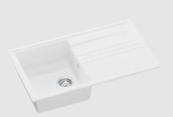 GraniteMy Vesi lavello da incasso in granito bianco 86x50cm con scivolo reversibile e tappo in acciaio inossidabile 1208967291