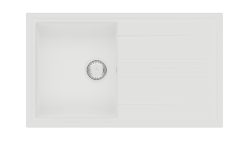 GraniteMy Vesi lavello da incasso in granito bianco 86x50cm con scivolo reversibile e tappo in acciaio inossidabile 1208967291