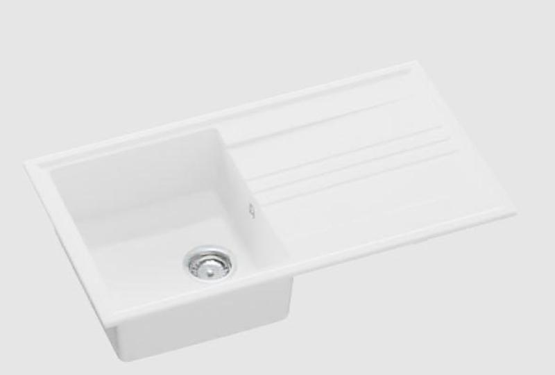 GraniteMy Vesi lavello da incasso in granito bianco 86x50cm con scivolo reversibile e tappo in acciaio inossidabile 1208967291