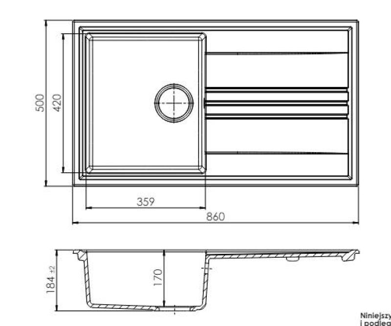 GraniteMy Vesi lavello da incasso in granito bianco 86x50cm con scivolo reversibile e tappo in acciaio inossidabile 1208967291