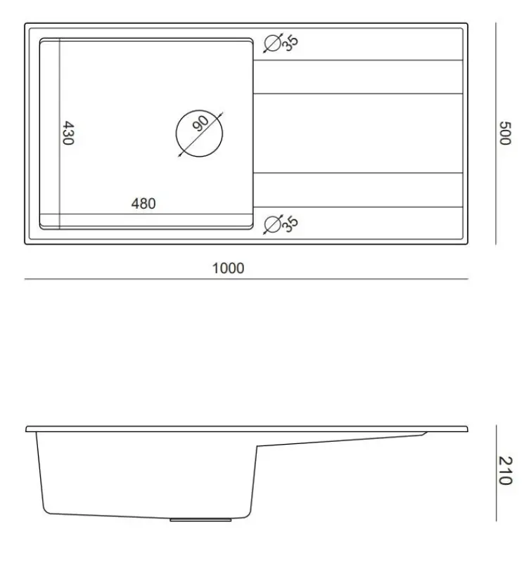 Quadri Luton lavello da appoggio in granito bianco con sgocciolatoio reversibile 100x50 cm con tappo in rame 1208967318