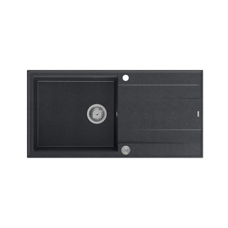 Quadri Luton lavello da incasso in granito antracite con gocciolatoio reversibile 100x50cm con tappo in acciaio inossidabile 1208967320