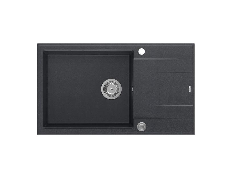 Quadri Luton antracite granito grande lavello da incasso con gocciolatoio reversibile 86x50cm con tappo in acciaio inox 1208967333