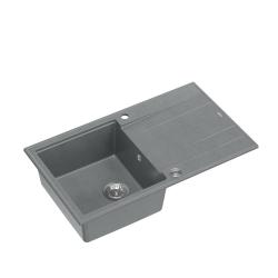 Quadri Luton lavello da incasso grigio granito con scolapiatti reversibile 86x50cm con tappo in acciaio inox 1208967340