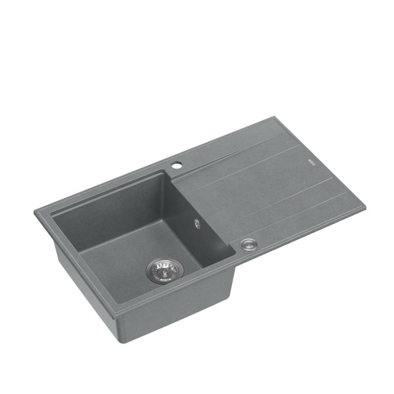 Quadri Luton lavello da incasso grigio granito con scolapiatti reversibile 86x50cm con tappo in acciaio inox 1208967340