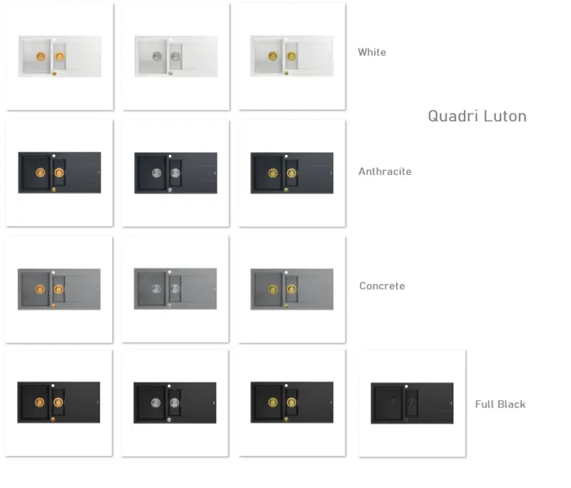 Quadri Luton lavello a incasso in granito bianco 1,5 vasca con gocciolatoio reversibile 100x50cm con tappo in rame 1208967349