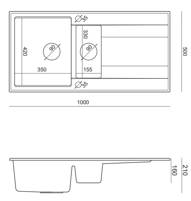 Quadri Luton grigio granito a incasso 1,5 vasca con sgocciolatoio reversibile 100x50cm con tappo dorato 1208967351