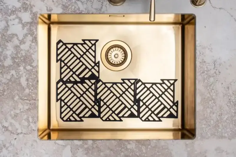 Magisso Happy Sink Puzzle protezione per il fondo nero, set di 4 pezzi per lavello, nero, 32,5 x 32,5 cm, 1208967385