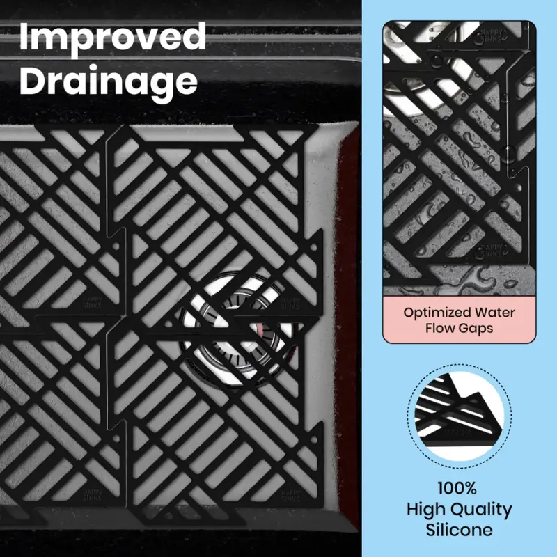 Magisso Happy Sink Puzzle protezione per il fondo nero, set di 4 pezzi per lavello, nero, 32,5 x 32,5 cm, 1208967385