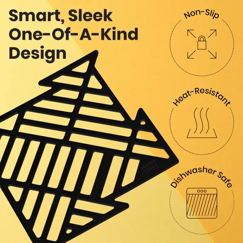 Magisso Happy Sink Puzzle protezione per il fondo nero, set di 4 pezzi per lavello, nero, 32,5 x 32,5 cm, 1208967385