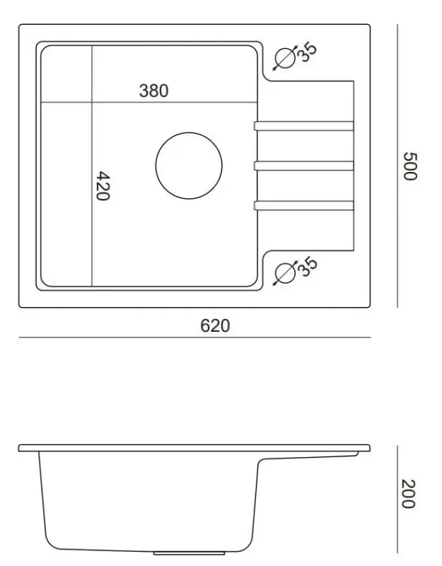Quadri Cardigan antracite lavello da incasso in granito con gocciolatoio reversibile 62x50cm 1208967391