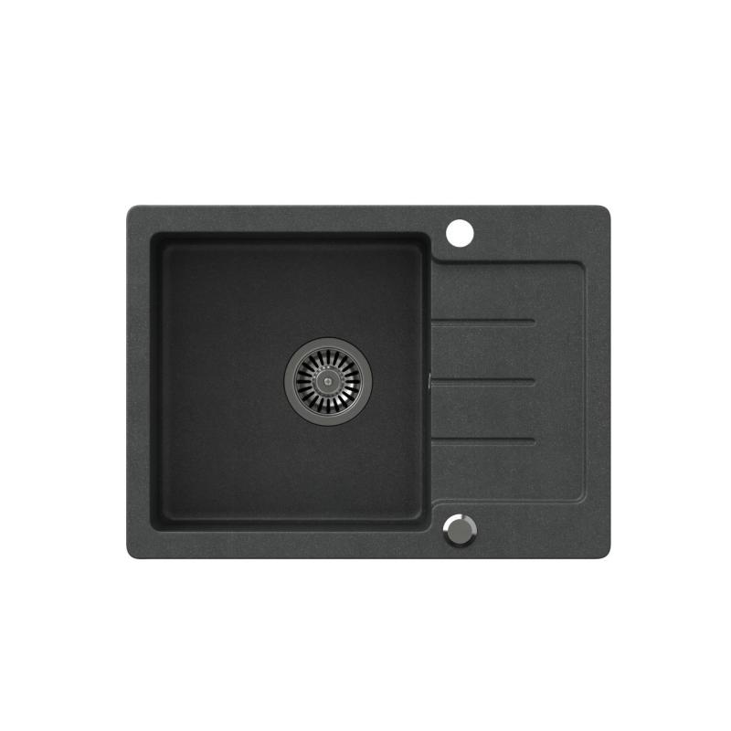 Quadri Kendal Lavello in granito antracite con scolapiatti 60x44cm reversibile 1208967400