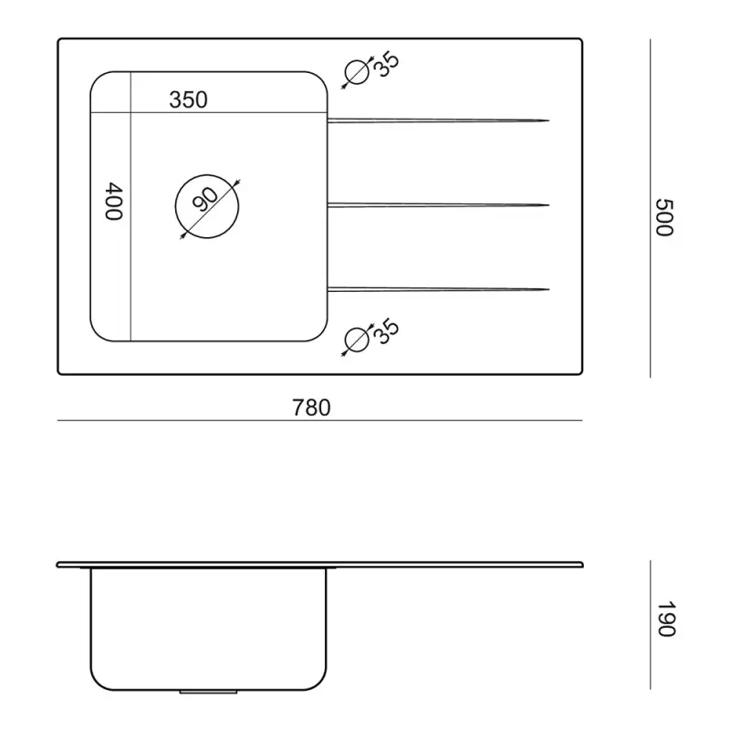 Quadri Glazz Lavello in rame con scolapiatti in vetro nero montaggio soprapiano 78x50 reversibile 1208967406
