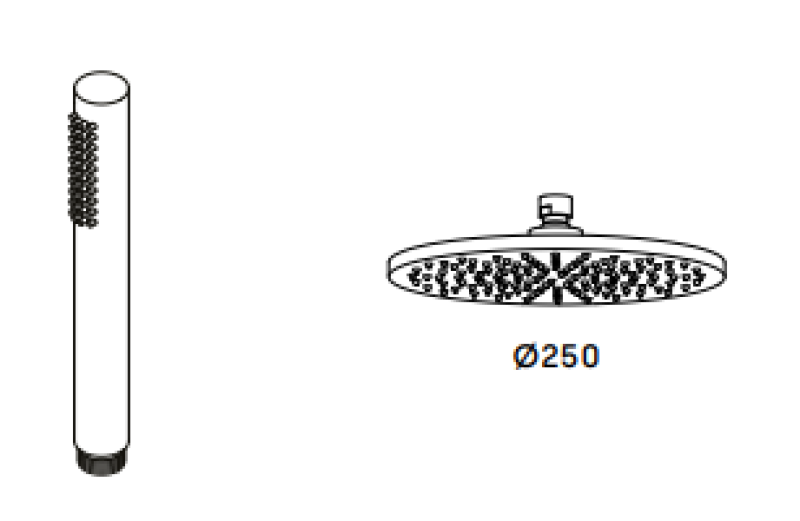Combinazione doccia Waterevolution Flow con soffione doccia a pioggia bianco opaco 250mm T141N25BR