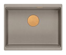 Quadri Newport II granito sottotop taupe lavello 560x450mm con tappo e coperchio di scarico in rame 1208967455