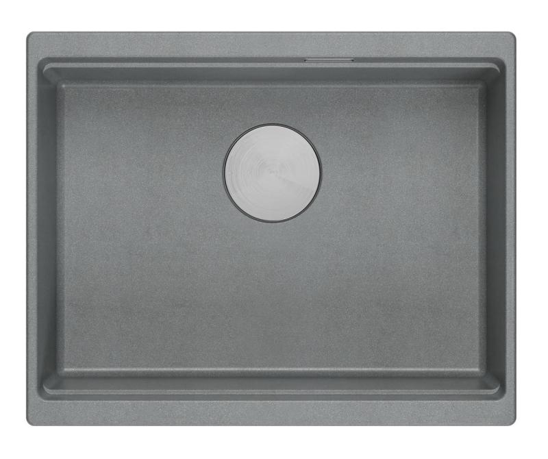 Quadri Newport II lavello sottopiano in granito grigio 560x450mm con tappo e coperchio di scarico in acciaio inox 1208967456