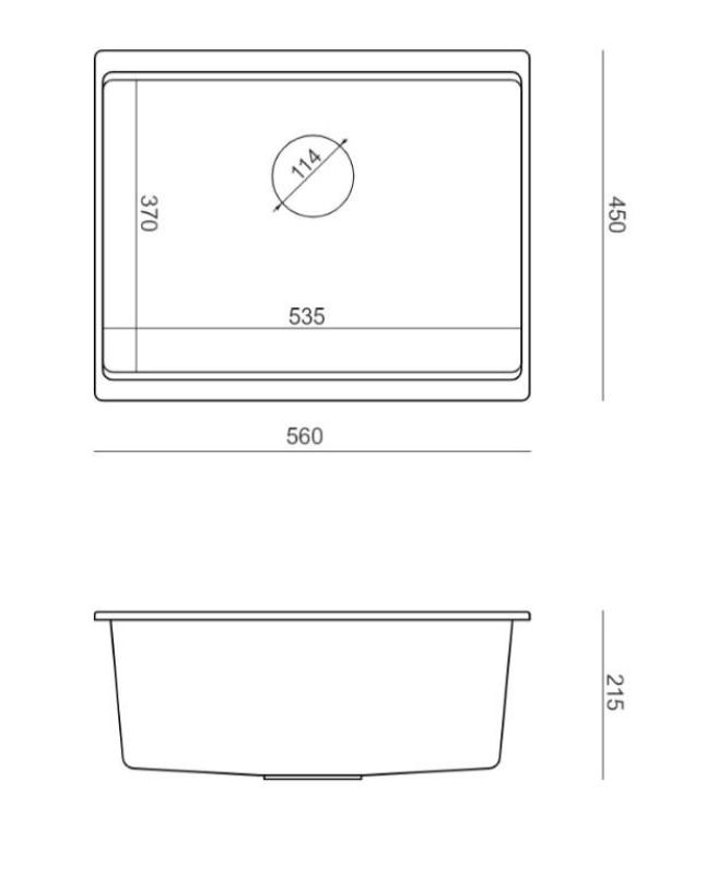 Quadri Newport II lavello sottotop in granito antracite 560x450mm  con tappo e coperchio di scarico in acciaio inossidabile 1208967459