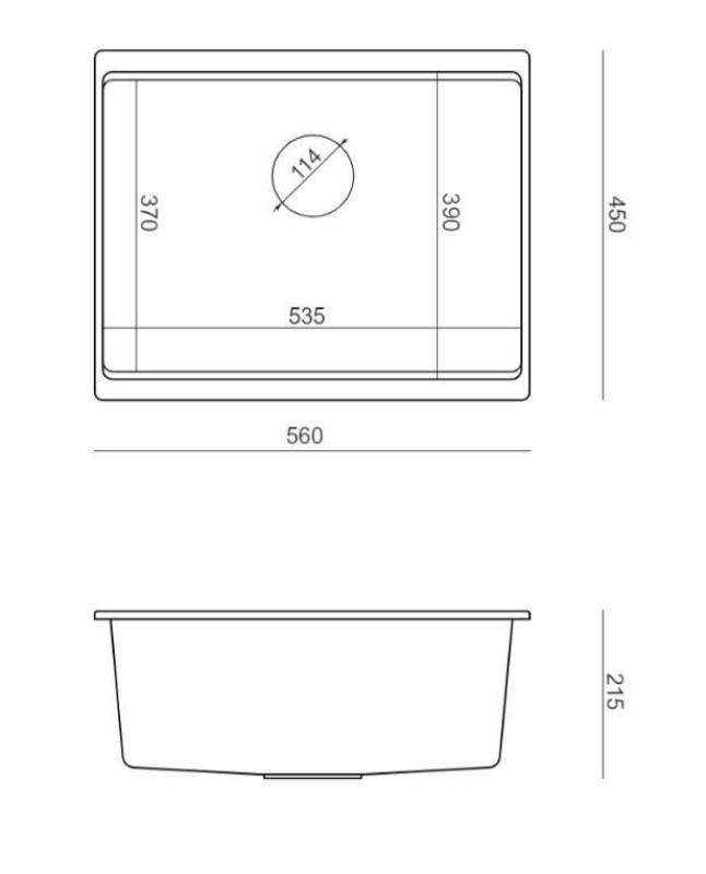 Quadri Newport II granito sottopiano antracite lavello 560x450mm con tappo in rame e tappo di scarico 1208967461