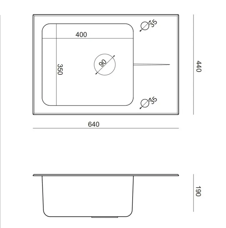Set Quadri Glazz met keukenmengkraan en ingebouwde roestvrijstalen spoelbak met zwart glazen afdruipgedeelte 64x44cm omkeerbaar 1208967493