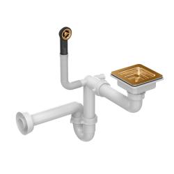 Set di scarico per lavabo quadrato in rame Quadri Quadrangle incluso troppo pieno di rame 1208967595