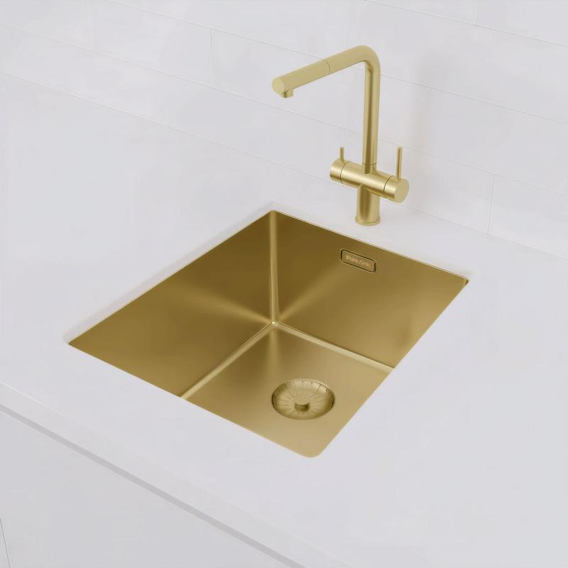 Pure.Sink Prestige lavello 34x40 cm PVD Oro raggio 10 mm per installazione sottopiano, filo top e sopratop PPG3440-60.
