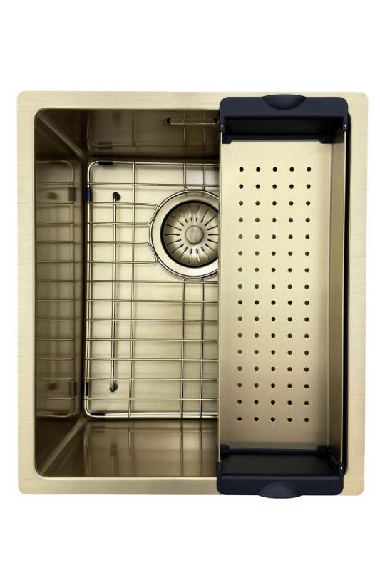 Pure.Sink Prestige lavello 34x40 cm PVD Oro raggio 10 mm per installazione sottopiano, filo top e sopratop PPG3440-60.