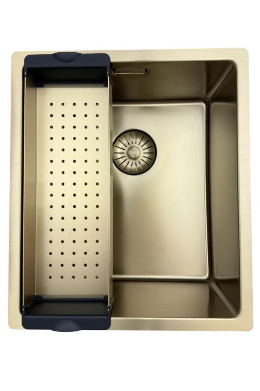 Pure.Sink Prestige lavello 34x40 cm PVD Oro raggio 10 mm per installazione sottopiano, filo top e sopratop PPG3440-60.
