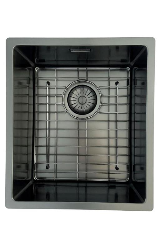 Lavello Pure.Sink Prestige PVD gun metal 34x40 cm raggio 10mm sottopiano, filo top e sopratop PPG3440-61.