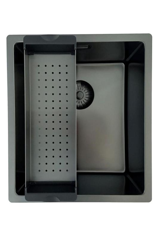 Lavello Pure.Sink Prestige PVD gun metal 34x40 cm raggio 10mm sottopiano, filo top e sopratop PPG3440-61.