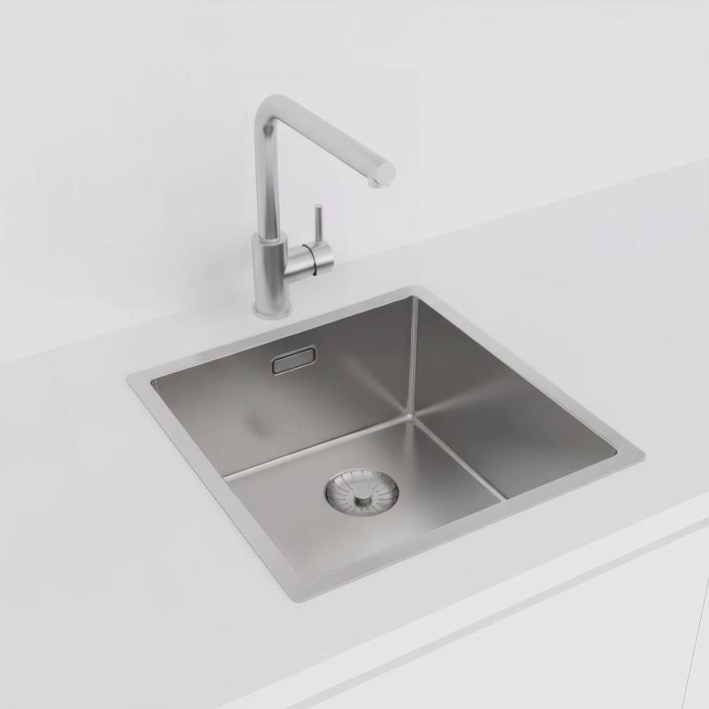 Pure.Sink Prestige lavello in acciaio inox 40x40 cm raggio 10 mm sottotop, filotop e sopratop PPG4040-02