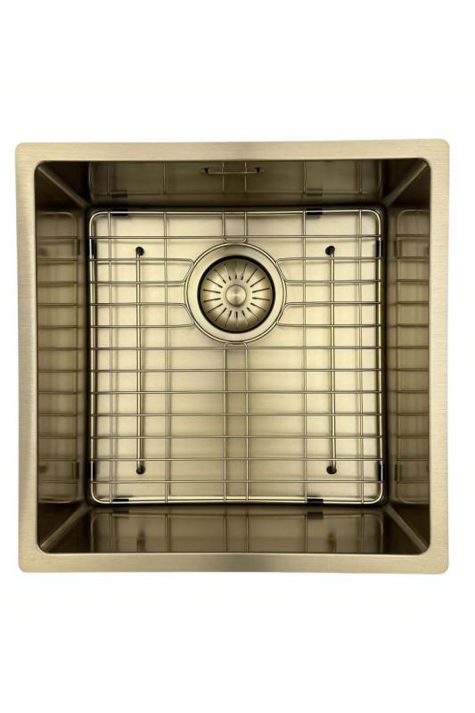 Pure.Sink Prestige lavello 40x40 cm PVD Oro raggio 10mm installazione sottopiano, filo top e da appoggio PPG4040-60