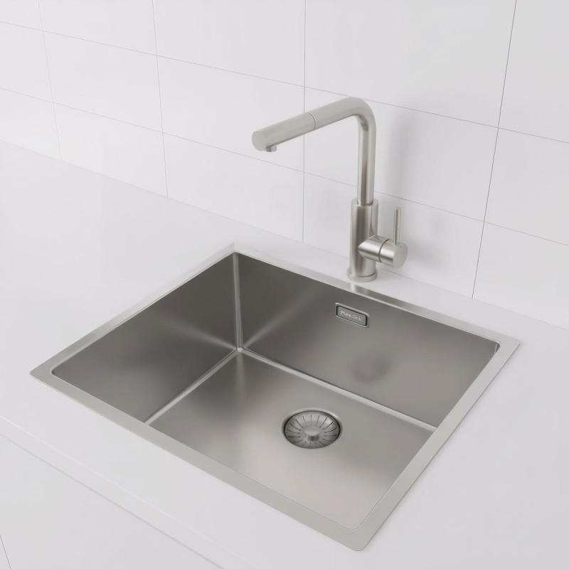 Pure.Sink Prestige lavello in acciaio inossidabile 50x40 cm raggio 10 mm montaggio sottotop, filo top e incasso PPG5040-02