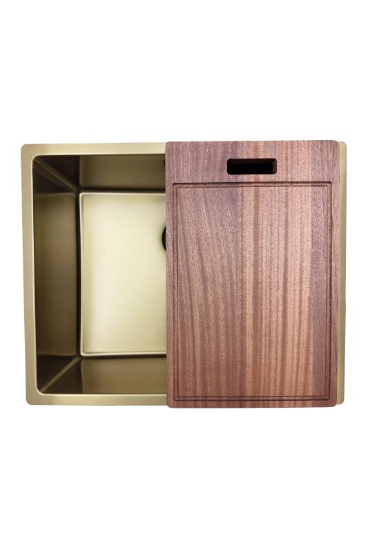 Pure.Sink Prestige lavello 50x40 cm PVD Oro raggio 10mm sottopiano, filo top e sopratop PPG5040-60