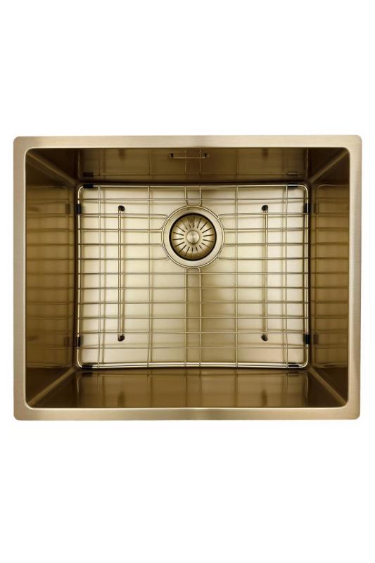 Pure.Sink Prestige lavello 50x40 cm PVD Oro raggio 10mm sottopiano, filo top e sopratop PPG5040-60