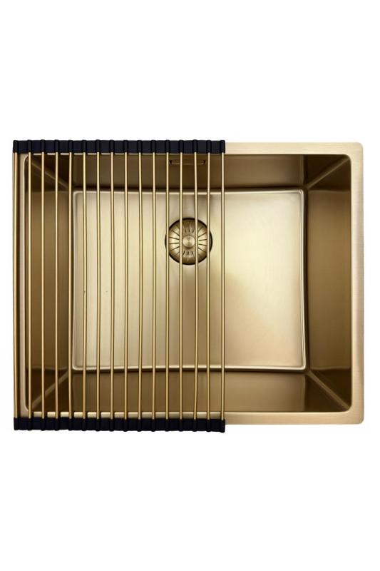 Pure.Sink Prestige lavello 50x40 cm PVD Oro raggio 10mm sottopiano, filo top e sopratop PPG5040-60