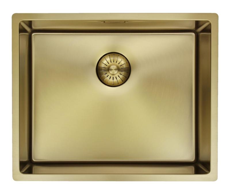 Pure.Sink Prestige lavello 50x40 cm PVD Oro raggio 10mm sottopiano, filo top e sopratop PPG5040-60