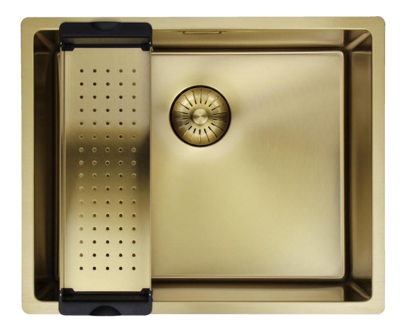 Pure.Sink Prestige lavello 50x40 cm PVD Oro raggio 10mm sottopiano, filo top e sopratop PPG5040-60