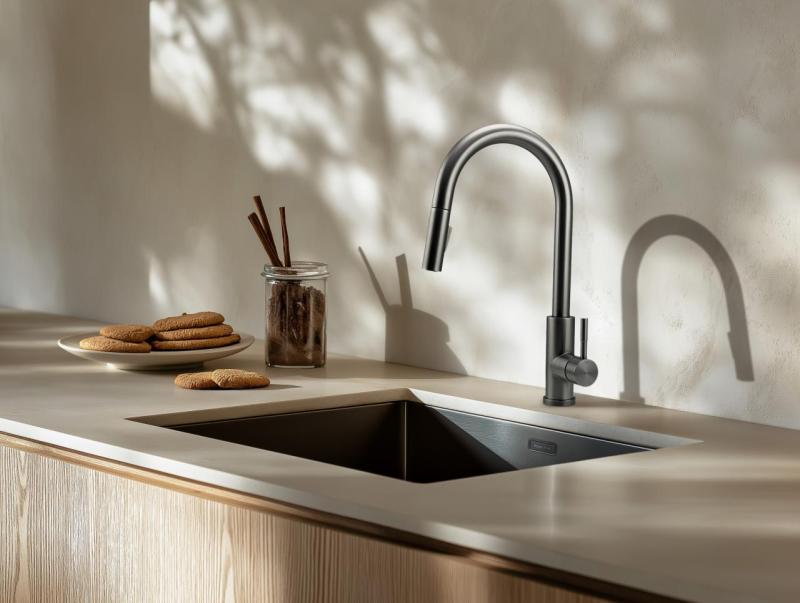 Pure.Sink Prestige lavello 50x40 cm PVD Gun Metal raggio 10 mm per installazione sottotop, filotop e sopratop PPG5040-61.