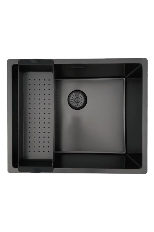 Pure.Sink Prestige lavello 50x40 cm PVD Gun Metal raggio 10 mm per installazione sottotop, filotop e sopratop PPG5040-61.