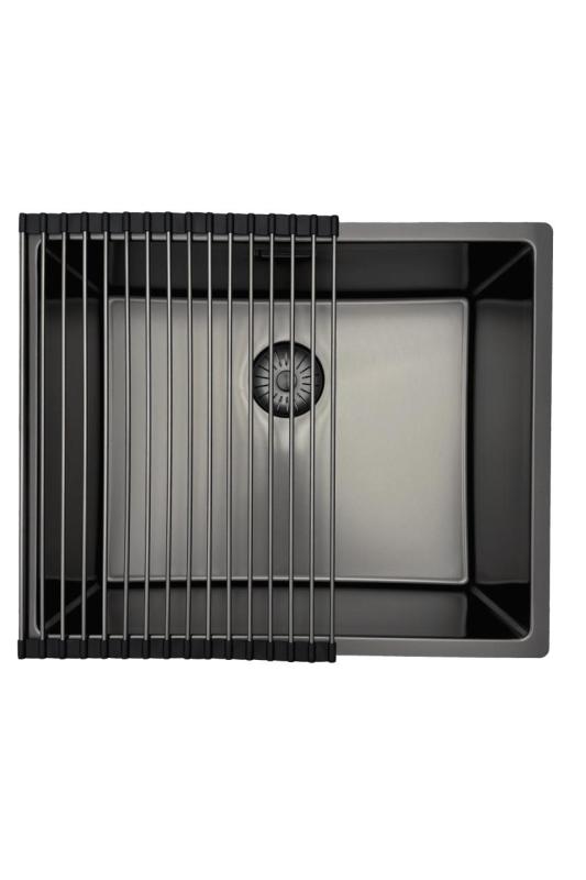 Pure.Sink Prestige lavello 50x40 cm PVD Gun Metal raggio 10 mm per installazione sottotop, filotop e sopratop PPG5040-61.