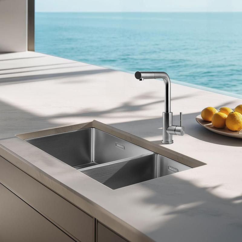 Pure.Sink Elite Steel Spark-S rubinetto da cucina in Acciaio Inox con bocca estraibile PS8041-02