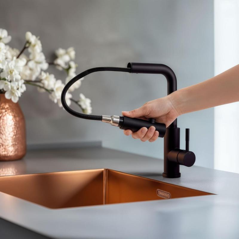 Pure.Sink Elite Steel Spark-S rubinetto da cucina Nero Opaco con bocca estraibile PS8041-10