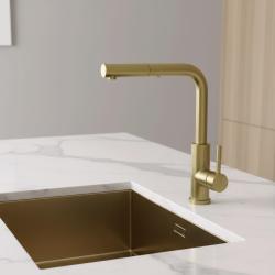 Pure.Sink Elite Steel Spark-S rubinetto da cucina PVD Oro Spazzolato con bocca estraibile PS8041-60
