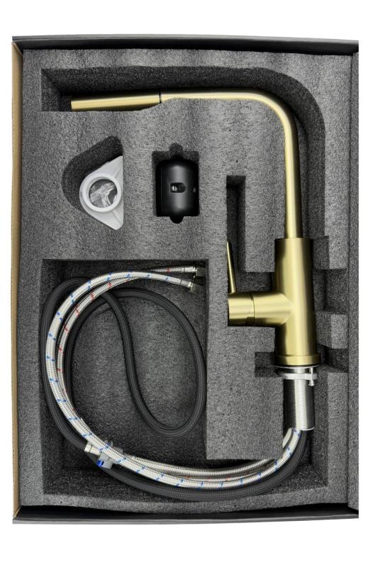 Pure.Sink Elite Steel Spark-S rubinetto da cucina PVD Oro Spazzolato con bocca estraibile PS8041-60