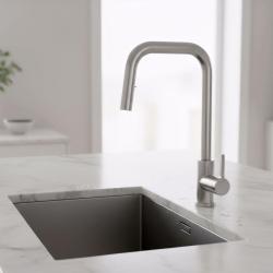 Pure.Sink Elite Steel Crystal-S rubinetto da cucina in Acciaio Inox con bocca estraibile PS8050-02