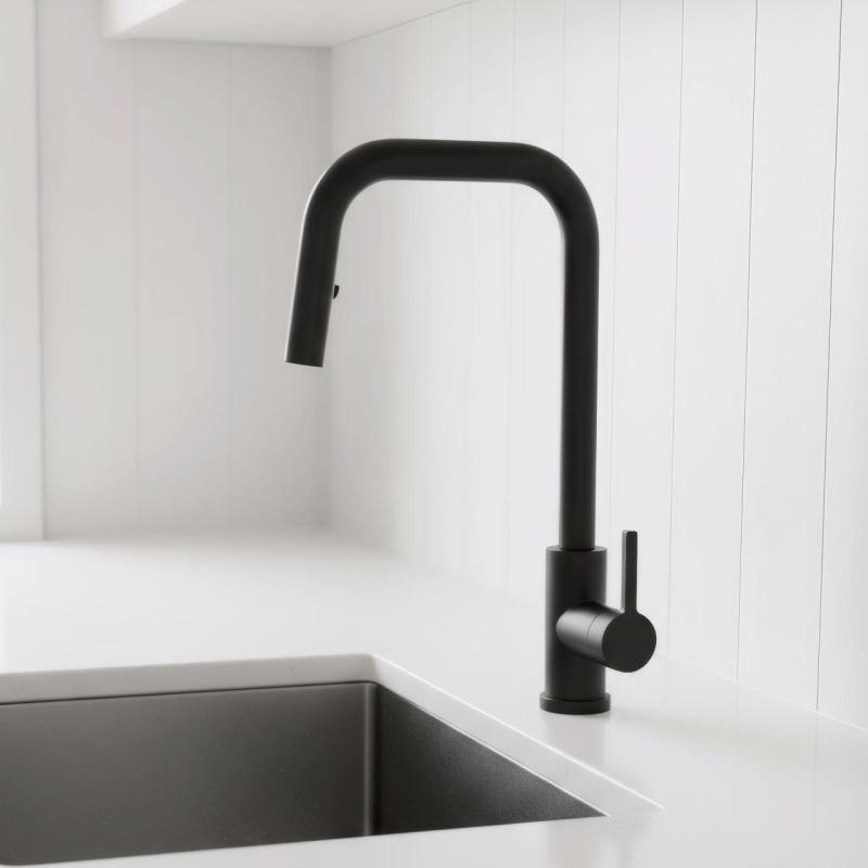 Pure.Sink Elite Steel Crystal-S kitchen faucet Matte Black with pull-out spout PS8050-10