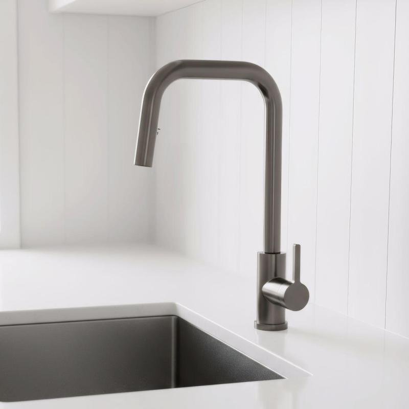 Pure.Sink Elite Steel Crystal-S kitchen faucet PVD Gun Metal with pull-out spout PS8050-61
