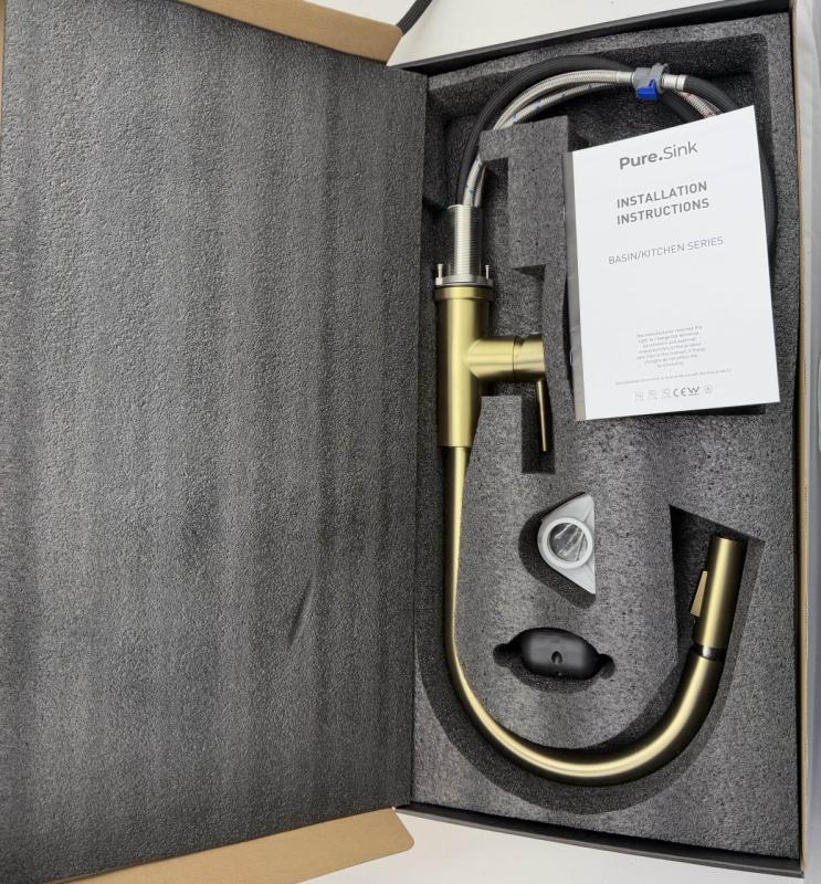 Pure.Sink Elite Steel Stream-S rubinetto da cucina PVD Oro Spazzolato con bocca estraibile PS8045-60