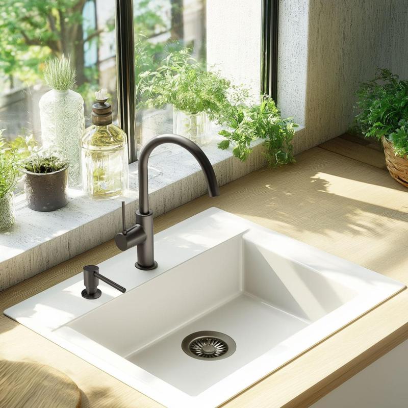Distributore di sapone da incasso Pure.Sink Elite Steel Shine, ricaricabile dall'alto, Gun metal PVD, modello PS9010-61