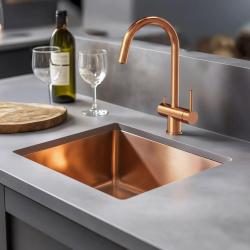 Quadri Leichester Rubinetto da cucina PVD Rame 3-vie con un collegamento extra per acqua filtrata 1208967670.